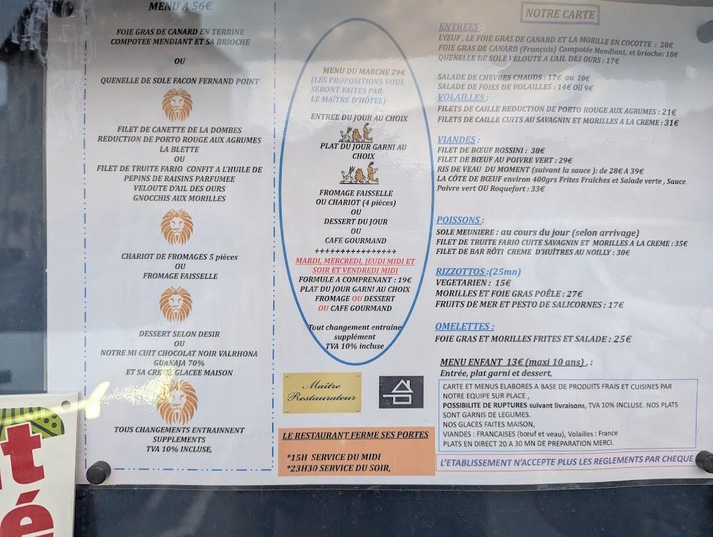 Restaurant le lion d'or - Menu Image 1